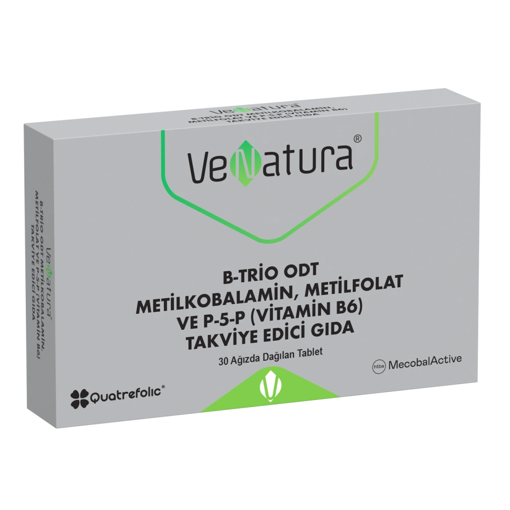 B-Trio ODT Metilkobalamin, Metilfolat ve P-5-P (Vitamin B6)